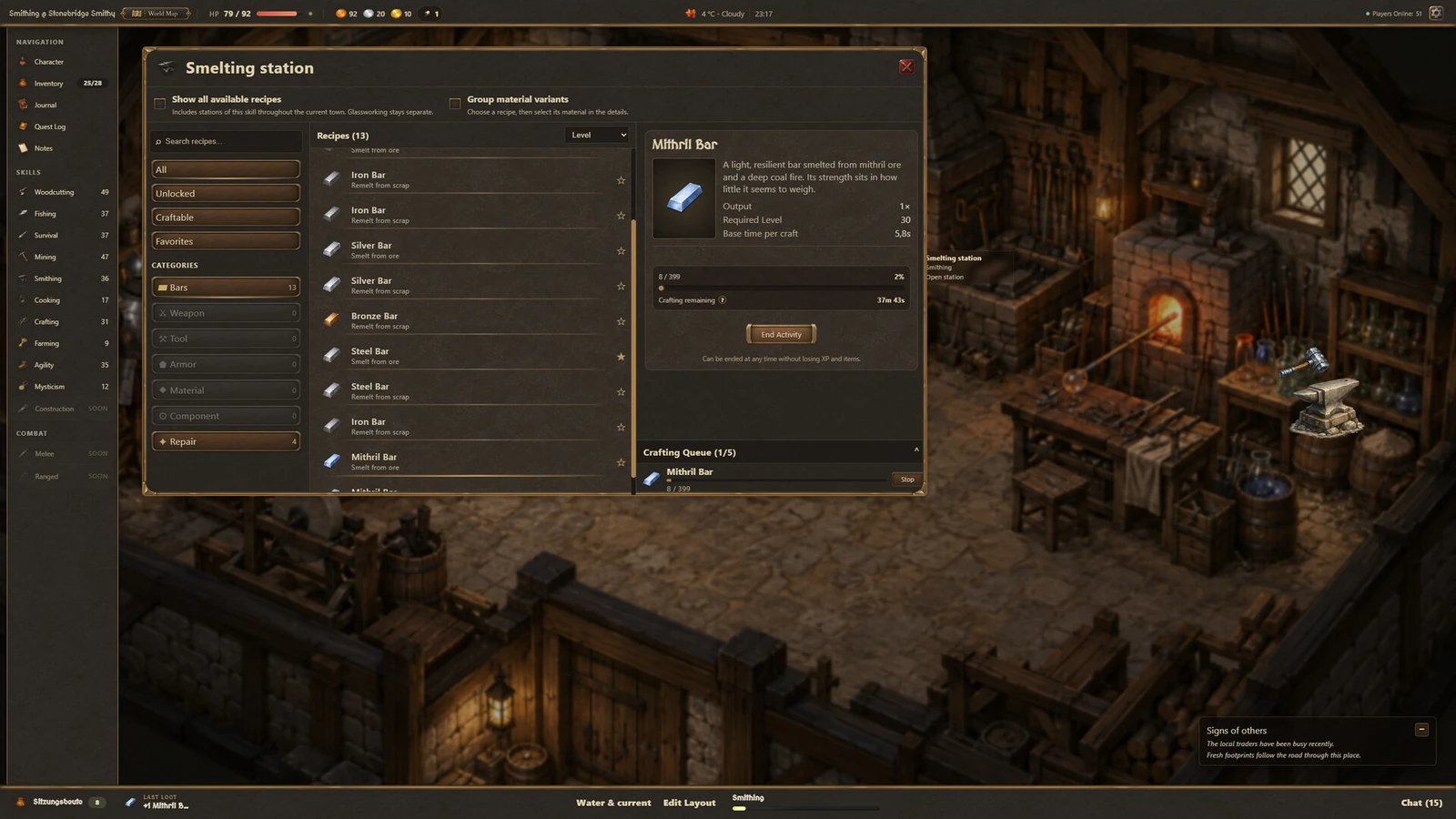 Guilds of Mountgate: crafting in the Stonebridge smithy